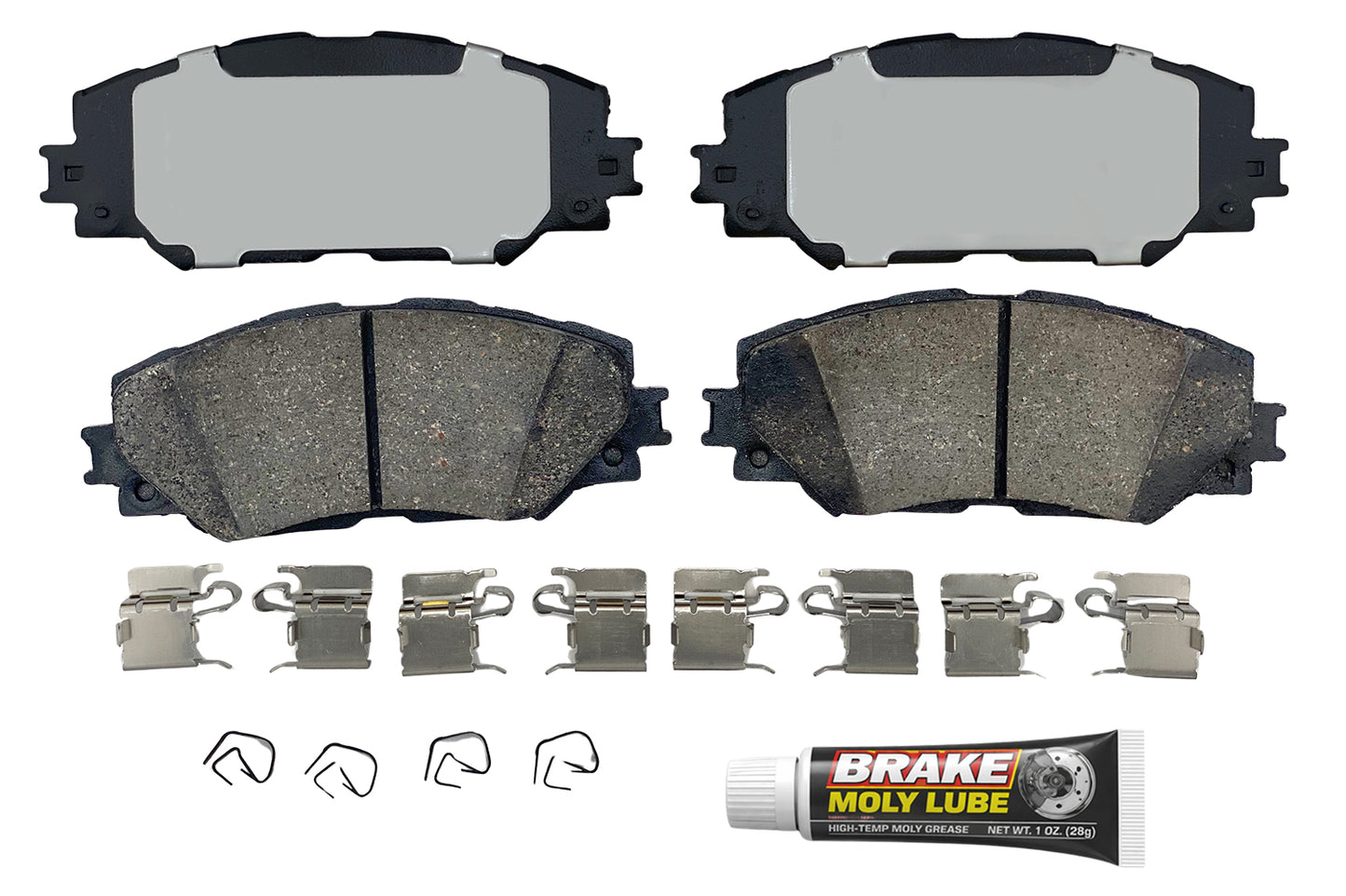 Built using advanced ceramic-based - carbon-fiber, copper-free compounds, these pads deliver consistent stopping power while meeting modern environmental standards. Each set is application-specific, ensuring a precise fit and proper contact with your rotors for smooth braking. Every set includes everything needed for a professional installation. Premium hardware clips secure the pads in place for rattle-free operation. Includes synthetic brake lubricant to ensure  smooth caliper movement and even wear.