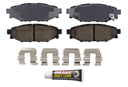 Built using advanced ceramic-based - carbon-fiber, copper-free compounds, these pads deliver consistent stopping power while meeting modern environmental standards. Each set is application-specific, ensuring a precise fit and proper contact with your rotors for smooth braking. Every set includes everything needed for a professional installation. Premium hardware clips secure the pads in place for rattle-free operation. Includes synthetic brake lubricant to ensure  smooth caliper movement and even wear.