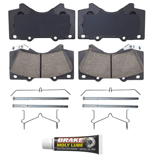 Built using advanced ceramic-based - carbon-fiber, copper-free compounds, these pads deliver consistent stopping power while meeting modern environmental standards. Each set is application-specific, ensuring a precise fit and proper contact with your rotors for smooth braking. Every set includes everything needed for a professional installation. Premium hardware clips secure the pads in place for rattle-free operation. Includes synthetic brake lubricant to ensure  smooth caliper movement and even wear.