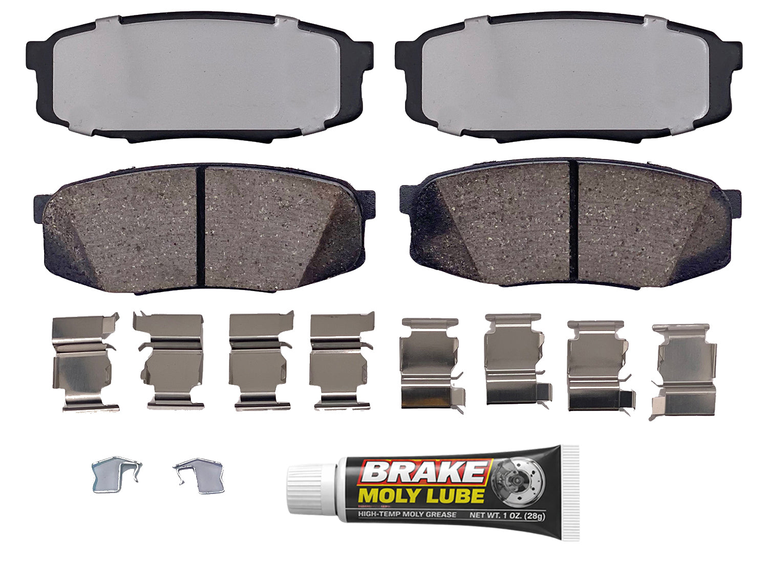 Built using advanced ceramic-based - carbon-fiber, copper-free compounds, these pads deliver consistent stopping power while meeting modern environmental standards. Each set is application-specific, ensuring a precise fit and proper contact with your rotors for smooth braking. Every set includes everything needed for a professional installation. Premium hardware clips secure the pads in place for rattle-free operation. Includes synthetic brake lubricant to ensure  smooth caliper movement and even wear.