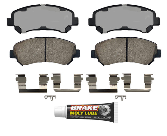 Built using advanced ceramic-based - carbon-fiber, copper-free compounds, these pads deliver consistent stopping power while meeting modern environmental standards. Each set is application-specific, ensuring a precise fit and proper contact with your rotors for smooth braking. Every set includes everything needed for a professional installation. Premium hardware clips secure the pads in place for rattle-free operation. Includes synthetic brake lubricant to ensure  smooth caliper movement and even wear.