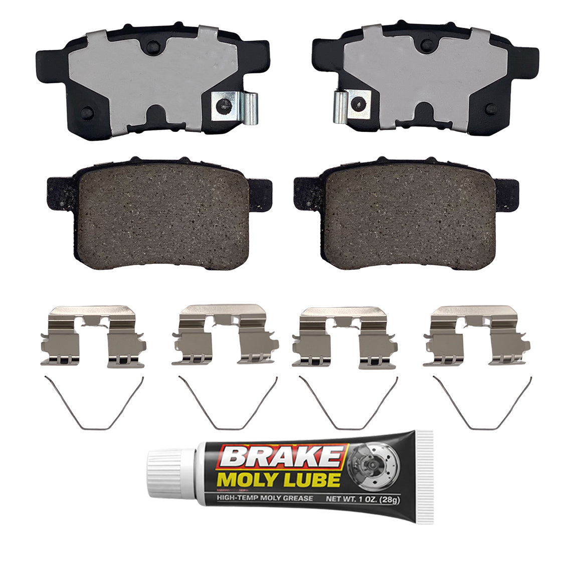 Built using advanced ceramic-based - carbon-fiber, copper-free compounds, these pads deliver consistent stopping power while meeting modern environmental standards. Each set is application-specific, ensuring a precise fit and proper contact with your rotors for smooth braking. Every set includes everything needed for a professional installation. Premium hardware clips secure the pads in place for rattle-free operation. Includes synthetic brake lubricant to ensure  smooth caliper movement and even wear.