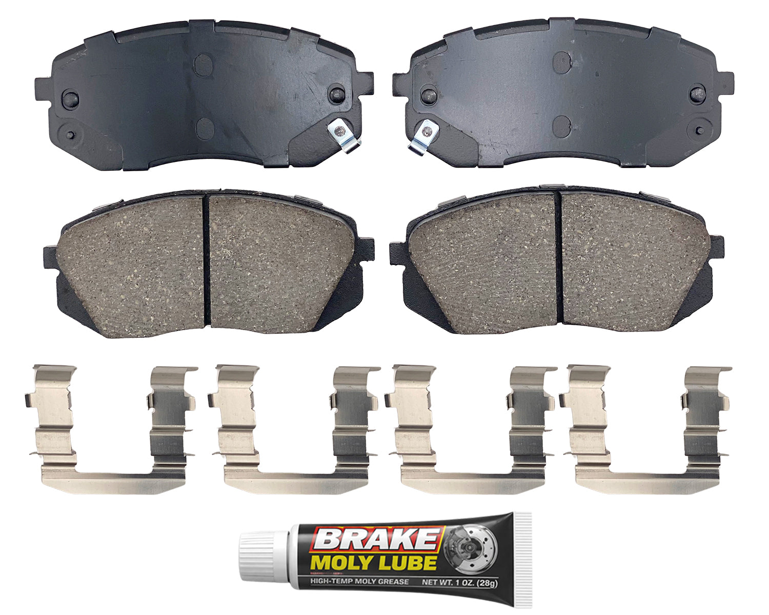 Built using advanced ceramic-based - carbon-fiber, copper-free compounds, these pads deliver consistent stopping power while meeting modern environmental standards. Each set is application-specific, ensuring a precise fit and proper contact with your rotors for smooth braking. Every set includes everything needed for a professional installation. Premium hardware clips secure the pads in place for rattle-free operation. Includes synthetic brake lubricant to ensure  smooth caliper movement and even wear.