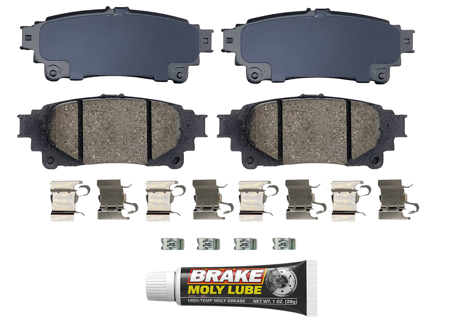Built using advanced ceramic-based - carbon-fiber, copper-free compounds, these pads deliver consistent stopping power while meeting modern environmental standards. Each set is application-specific, ensuring a precise fit and proper contact with your rotors for smooth braking. Every set includes everything needed for a professional installation. Premium hardware clips secure the pads in place for rattle-free operation. Includes synthetic brake lubricant to ensure  smooth caliper movement and even wear.