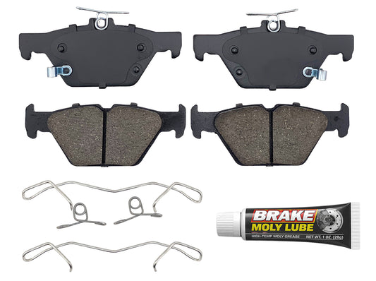 Built using advanced ceramic-based - carbon-fiber, copper-free compounds, these pads deliver consistent stopping power while meeting modern environmental standards. Each set is application-specific, ensuring a precise fit and proper contact with your rotors for smooth braking. Every set includes everything needed for a professional installation. Premium hardware clips secure the pads in place for rattle-free operation. Includes synthetic brake lubricant to ensure  smooth caliper movement and even wear.