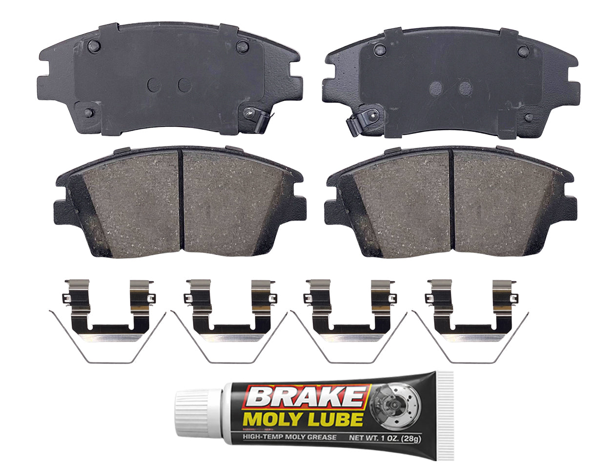 Built using advanced ceramic-based - carbon-fiber, copper-free compounds, these pads deliver consistent stopping power while meeting modern environmental standards. Each set is application-specific, ensuring a precise fit and proper contact with your rotors for smooth braking. Every set includes everything needed for a professional installation. Premium hardware clips secure the pads in place for rattle-free operation. Includes synthetic brake lubricant to ensure  smooth caliper movement and even wear.