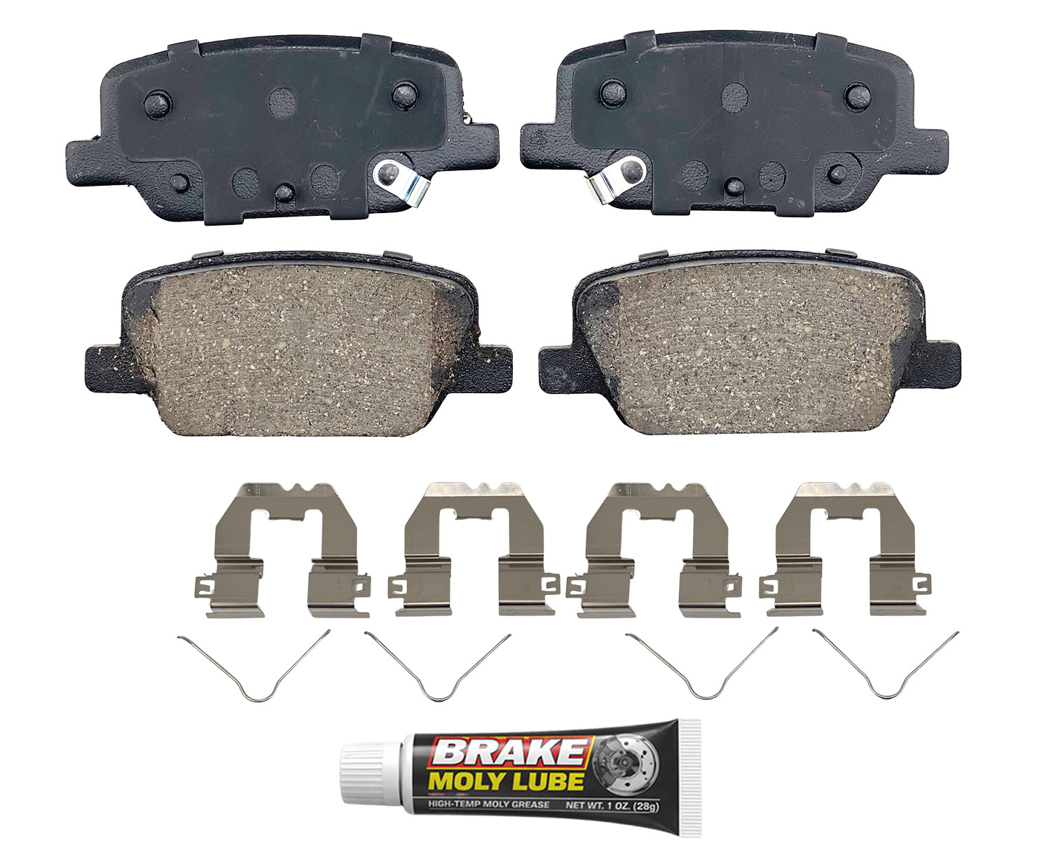 Built using advanced ceramic-based - carbon-fiber, copper-free compounds, these pads deliver consistent stopping power while meeting modern environmental standards. Each set is application-specific, ensuring a precise fit and proper contact with your rotors for smooth braking. Every set includes everything needed for a professional installation. Premium hardware clips secure the pads in place for rattle-free operation. Includes synthetic brake lubricant to ensure  smooth caliper movement and even wear.