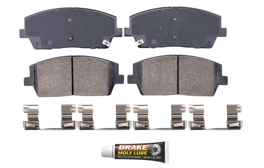 Built using advanced ceramic-based - carbon-fiber, copper-free compounds, these pads deliver consistent stopping power while meeting modern environmental standards. Each set is application-specific, ensuring a precise fit and proper contact with your rotors for smooth braking. Every set includes everything needed for a professional installation. Premium hardware clips secure the pads in place for rattle-free operation. Includes synthetic brake lubricant to ensure  smooth caliper movement and even wear.