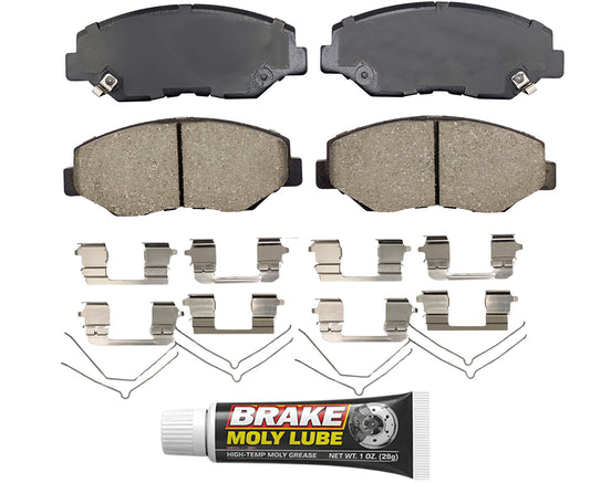 Built using advanced ceramic-based - carbon-fiber, copper-free compounds, these pads deliver consistent stopping power while meeting modern environmental standards. Each set is application-specific, ensuring a precise fit and proper contact with your rotors for smooth braking. Every set includes everything needed for a professional installation. Premium hardware clips secure the pads in place for rattle-free operation. Includes synthetic brake lubricant to ensure  smooth caliper movement and even wear.