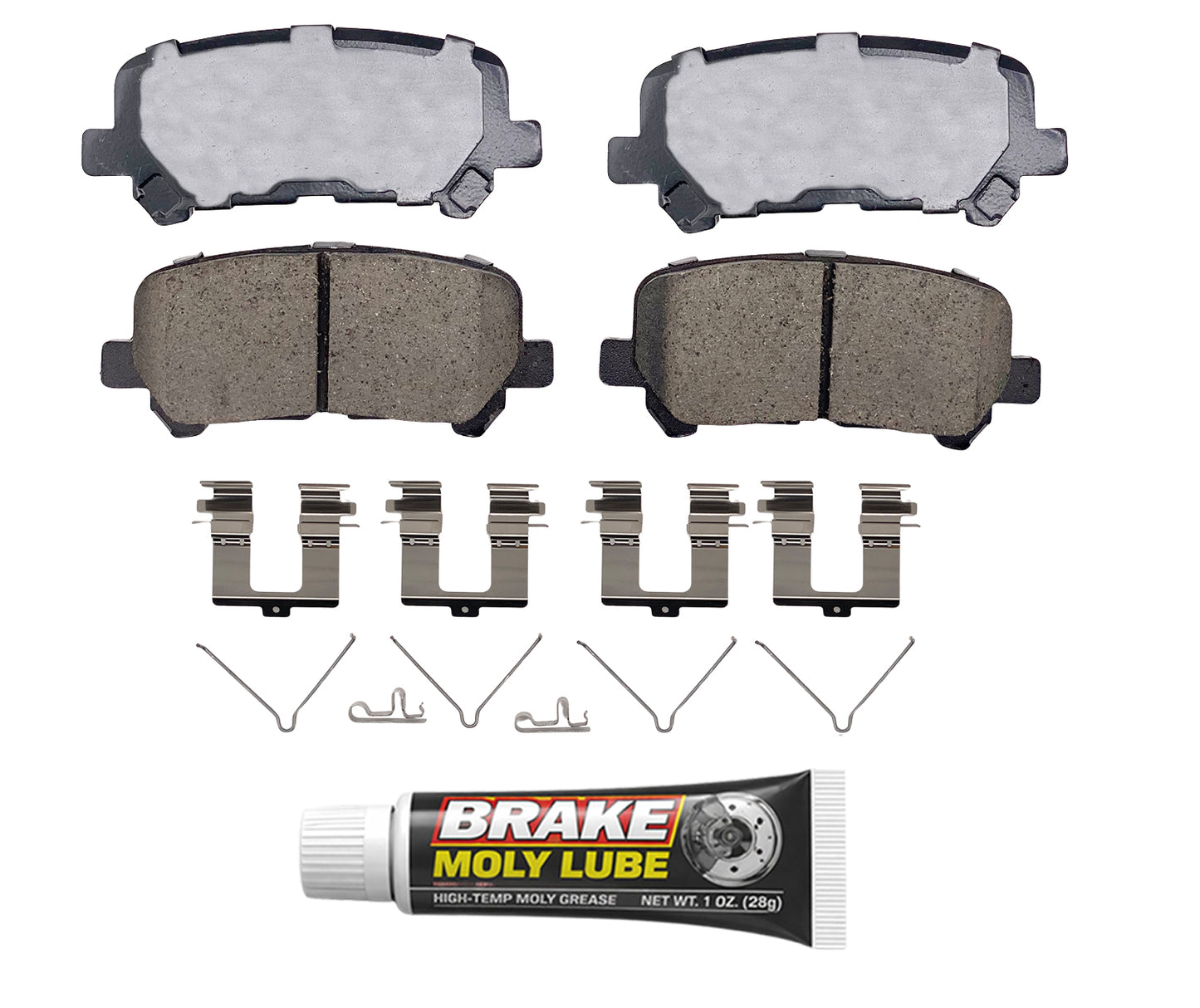 Built using advanced ceramic-based - carbon-fiber, copper-free compounds, these pads deliver consistent stopping power while meeting modern environmental standards. Each set is application-specific, ensuring a precise fit and proper contact with your rotors for smooth braking. Every set includes everything needed for a professional installation. Premium hardware clips secure the pads in place for rattle-free operation. Includes synthetic brake lubricant to ensure  smooth caliper movement and even wear.