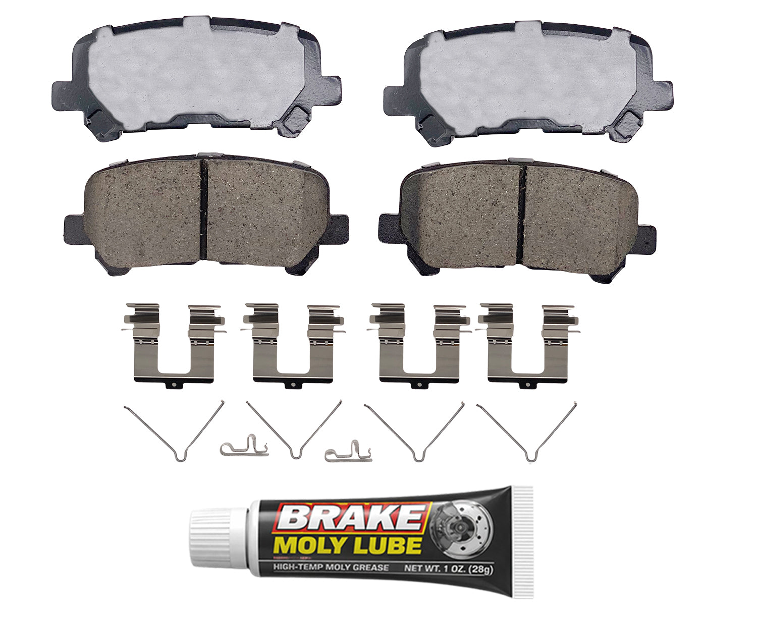 Built using advanced ceramic-based - carbon-fiber, copper-free compounds, these pads deliver consistent stopping power while meeting modern environmental standards. Each set is application-specific, ensuring a precise fit and proper contact with your rotors for smooth braking. Every set includes everything needed for a professional installation. Premium hardware clips secure the pads in place for rattle-free operation. Includes synthetic brake lubricant to ensure  smooth caliper movement and even wear.
