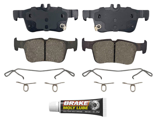 Built using advanced ceramic-based - carbon-fiber, copper-free compounds, these pads deliver consistent stopping power while meeting modern environmental standards. Each set is application-specific, ensuring a precise fit and proper contact with your rotors for smooth braking. Every set includes everything needed for a professional installation. Premium hardware clips secure the pads in place for rattle-free operation. Includes synthetic brake lubricant to ensure  smooth caliper movement and even wear,